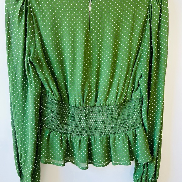 Reformation Hearth Long Sleeve Top Size 6 Peat (Green Polka Dot) - Picture 11 of 15